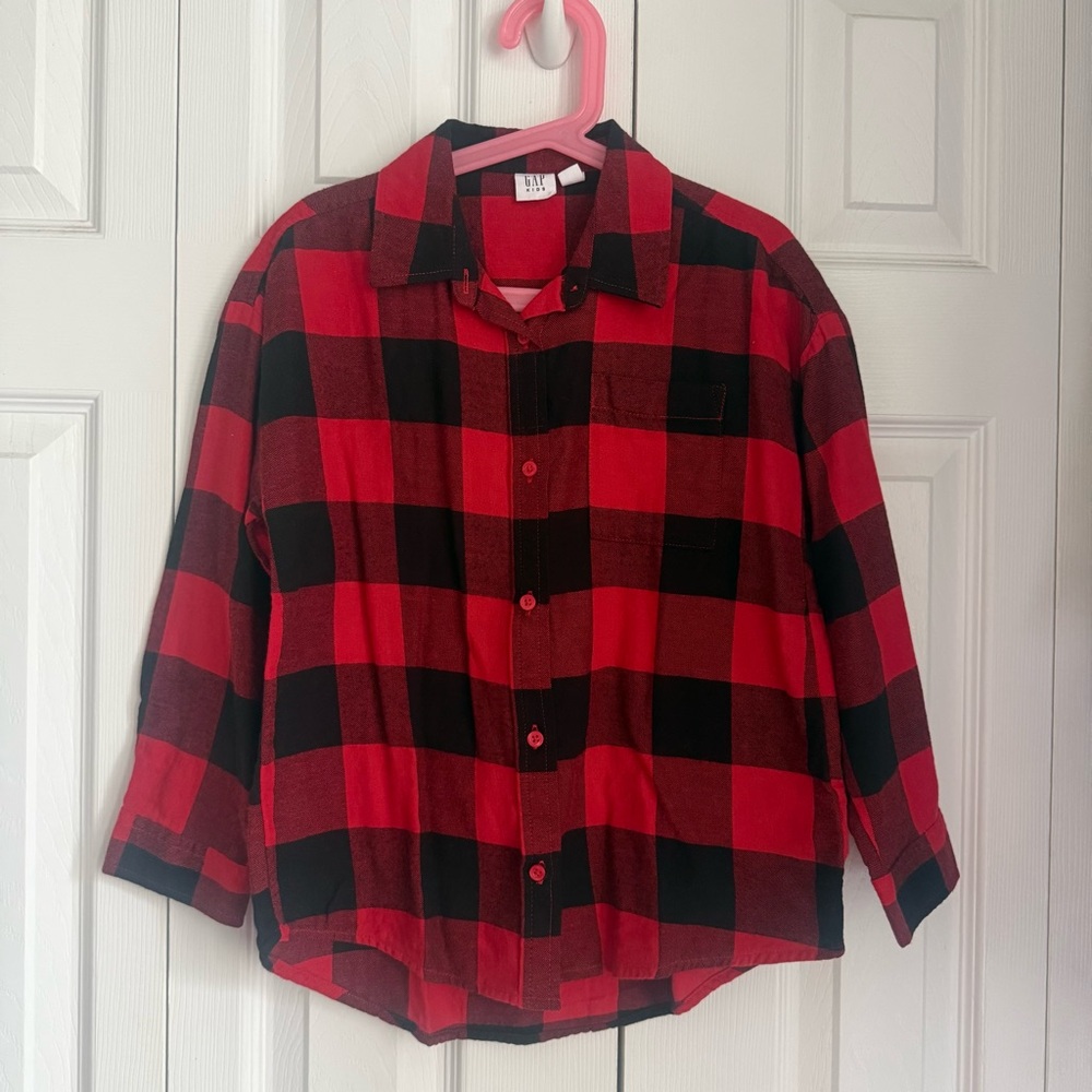 GAP Kids Red and Black Checkered Button Down Shirt
